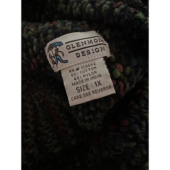 Glenmont Designs Cardigan Sweater 1X Multi Hand Knit Heavyweight Shawl Collar - Picture 8 of 8